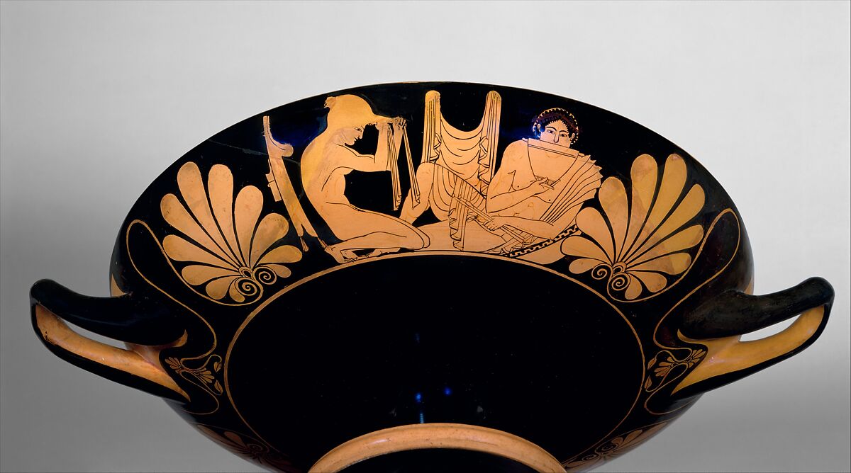 Terracotta kylix (drinking cup), Attributed to the Ashby Painter, Terracotta, Greek, Attic