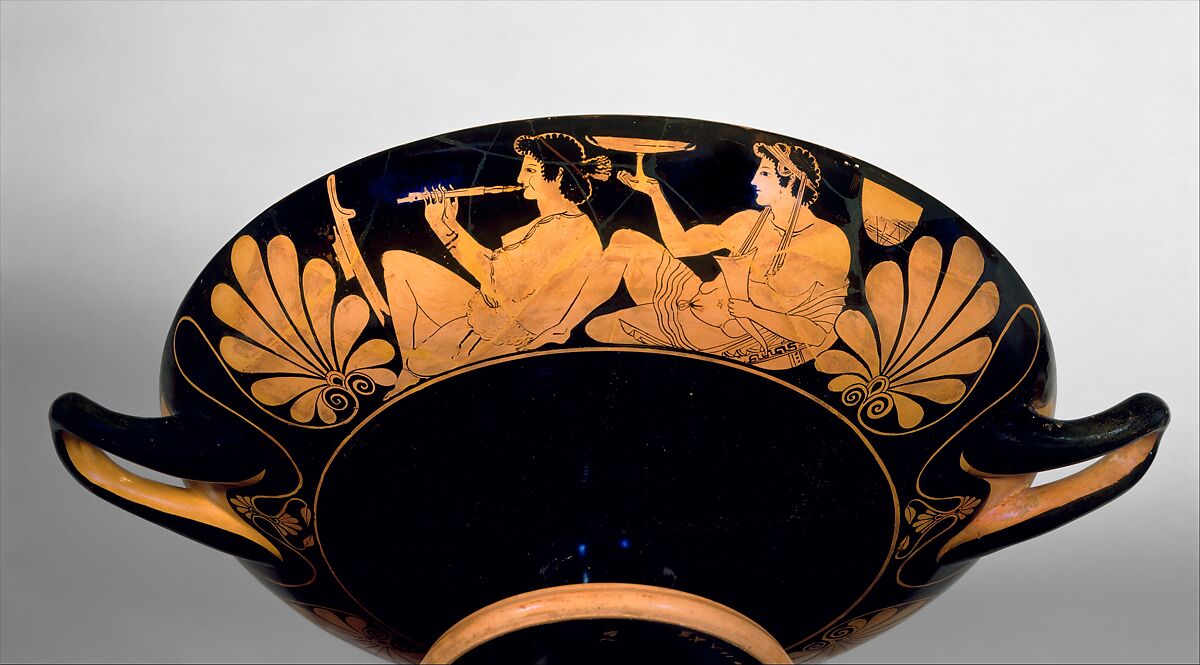 Terracotta kylix (drinking cup), Attributed to the Ashby Painter, Terracotta, Greek, Attic