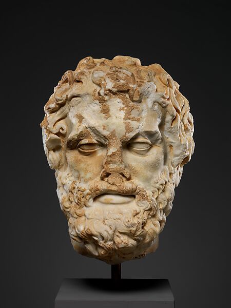 Marble head of a bearded man, Marble, Roman 