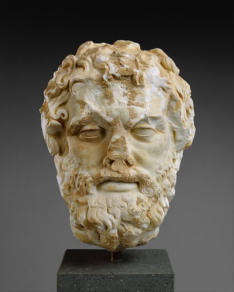 Marble head of a bearded man, Marble, Roman