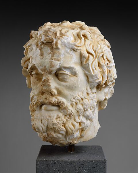Marble head of a bearded man, Marble, Roman