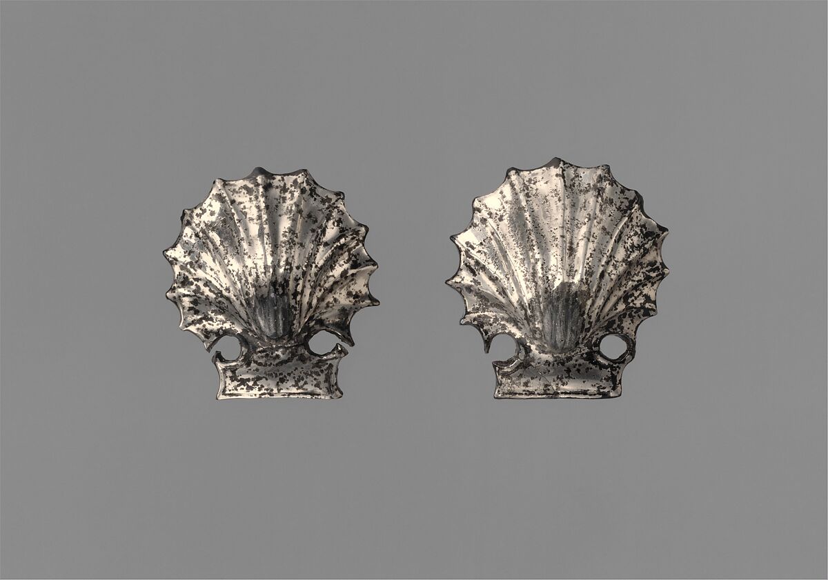 Pair of silver attachments in the form of seashells, Silver, Greek 