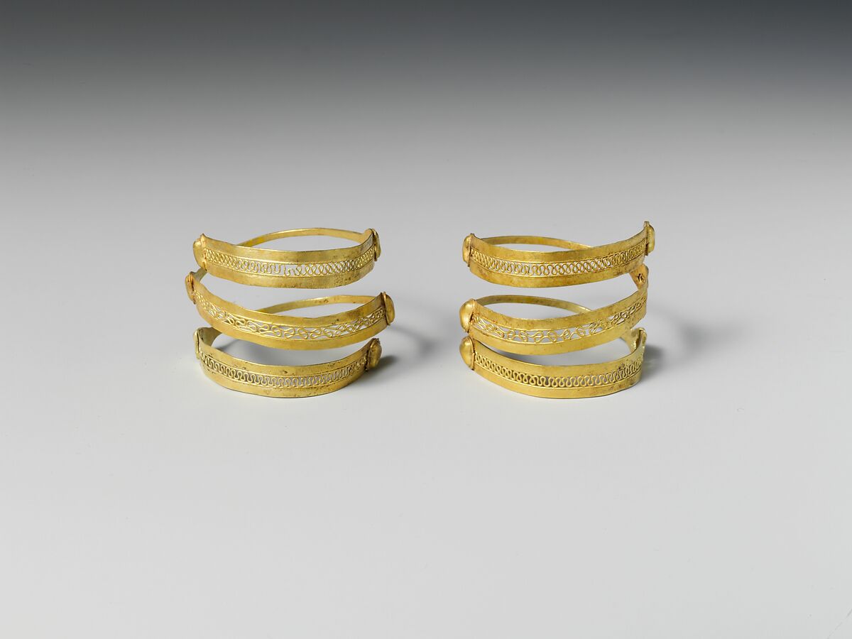 Pair of gold spirals, Gold, Etruscan 