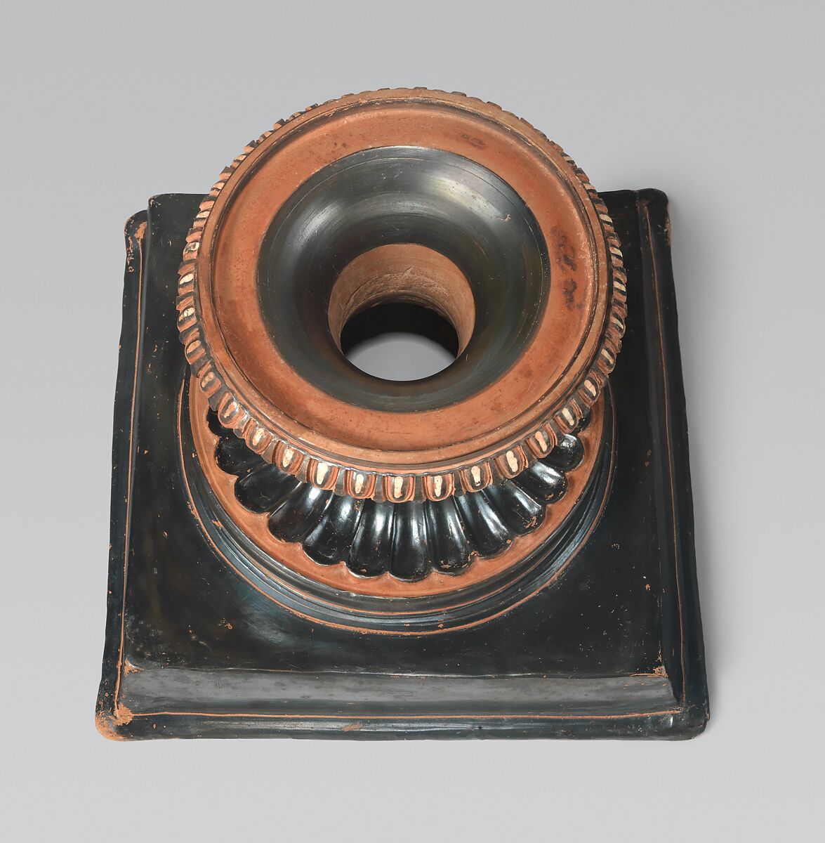 Pair of terracotta volute-kraters (vases for mixing wine and water) with stands, Terracotta, Greek, South Italian, Apulian