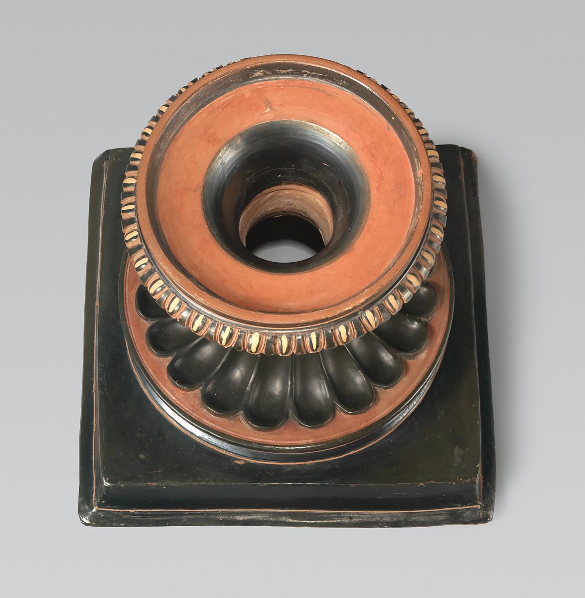 Pair of terracotta volute-kraters (vases for mixing wine and water) with stands, Terracotta, Greek, South Italian, Apulian