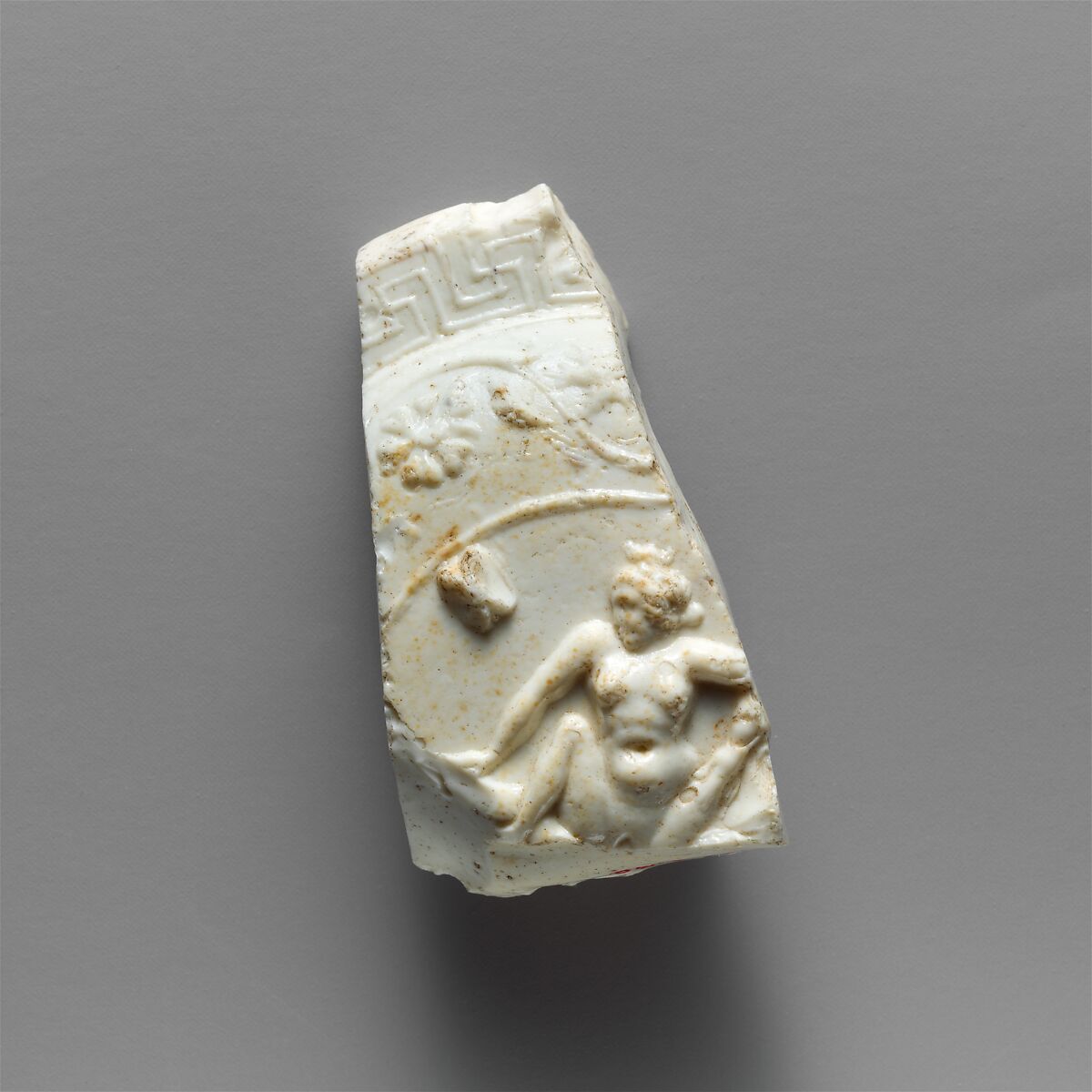 Glass bowl fragment with erotic scenes, Glass, Roman