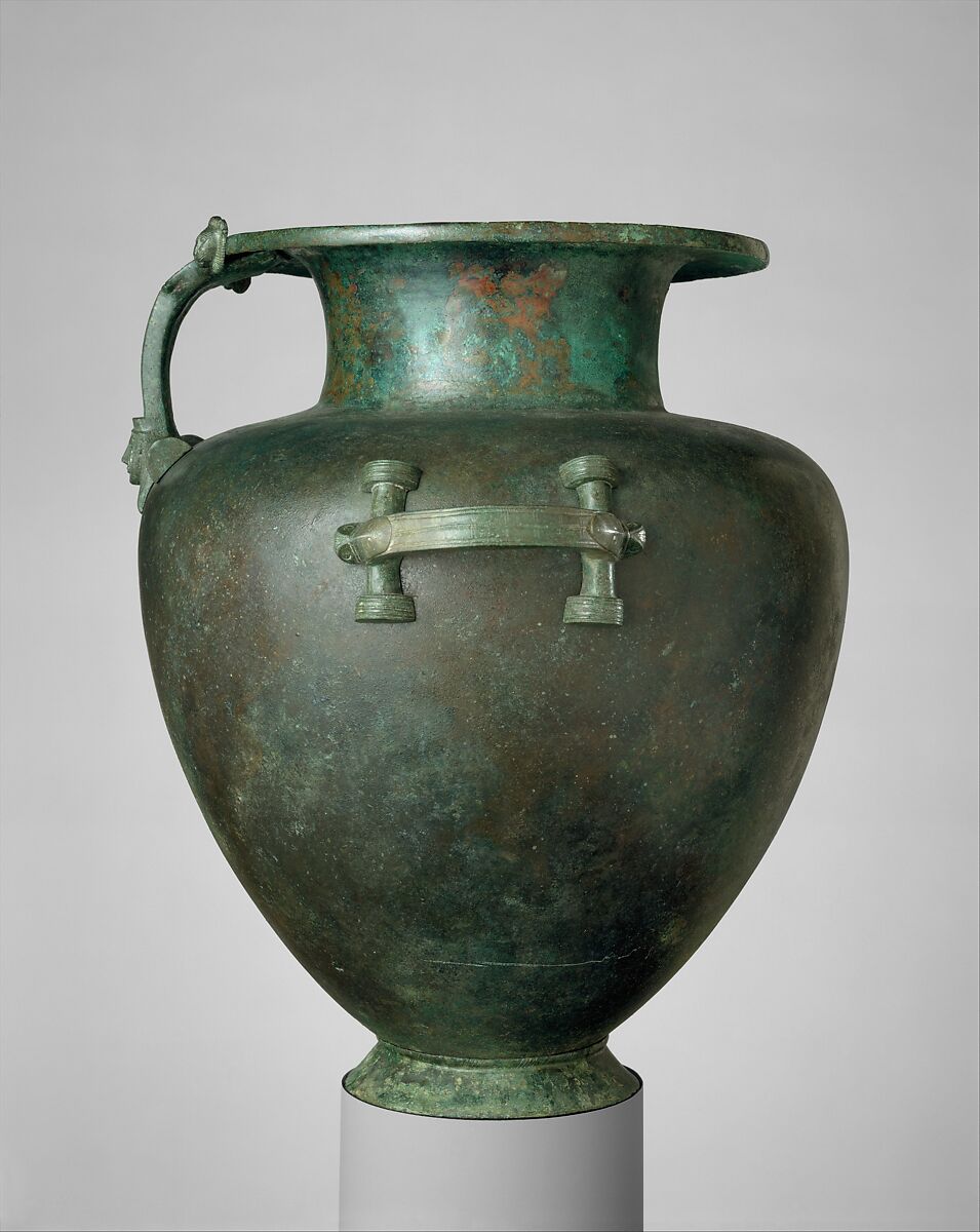 Bronze hydria (water jar), Bronze, Greek
