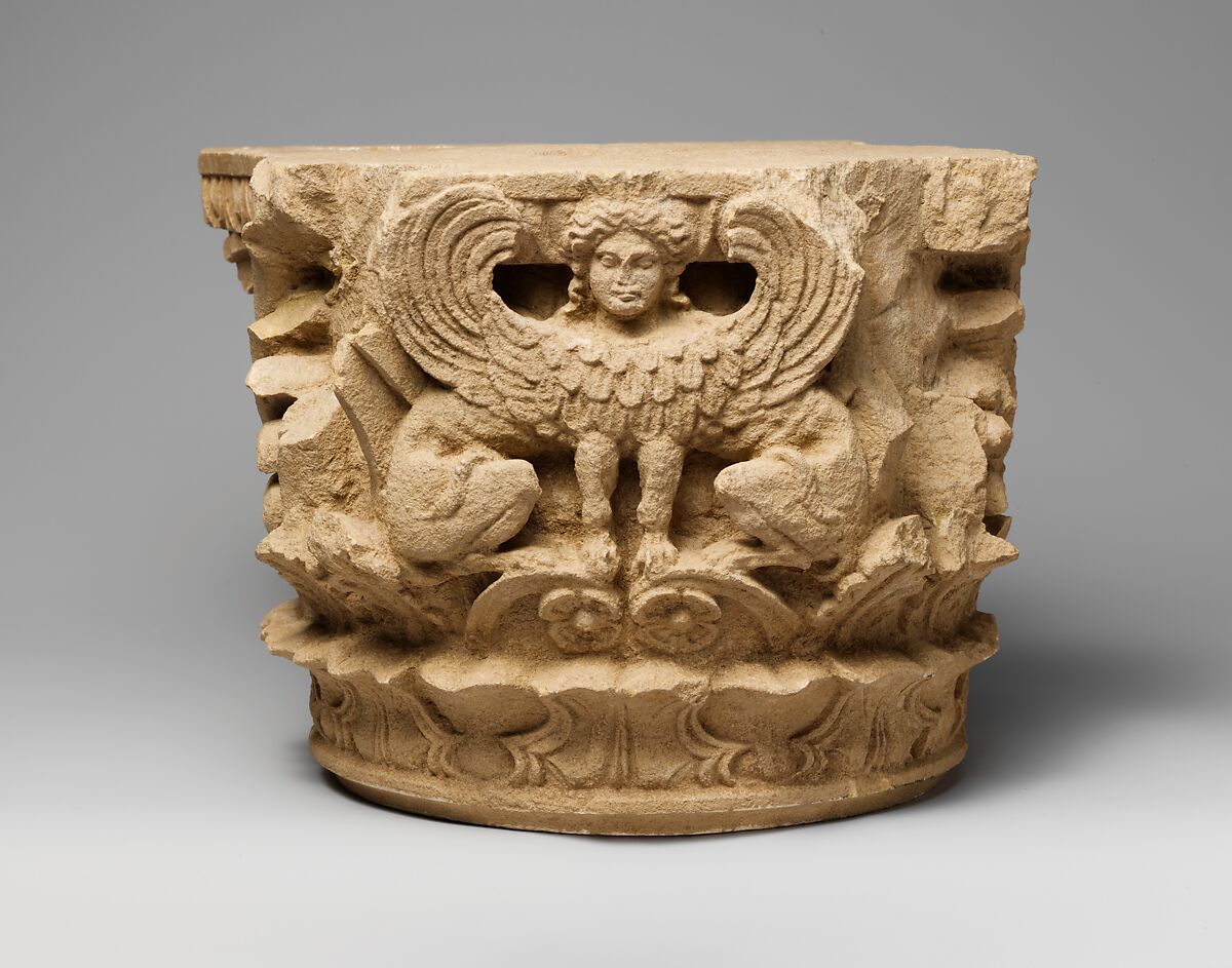 Limestone column capital, Limestone, Greek, South Italian, Tarentine 