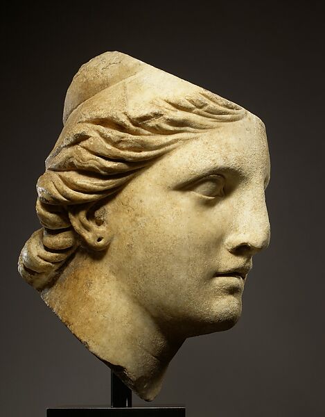 Marble head of Athena, Marble, Greek