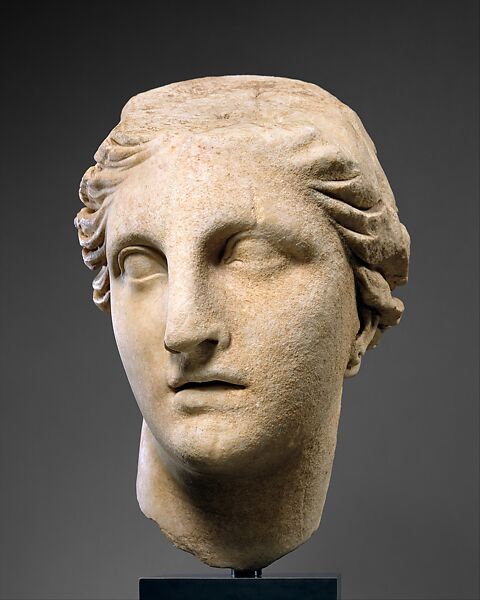 Marble head of Athena, Marble, Greek 