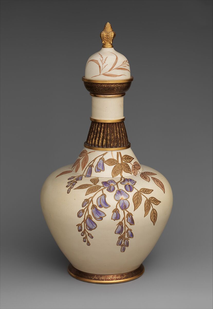 Covered Vase, Faience Manufacturing Company (American, Greenpoint, New York, 1881–1892), Earthenware, American 