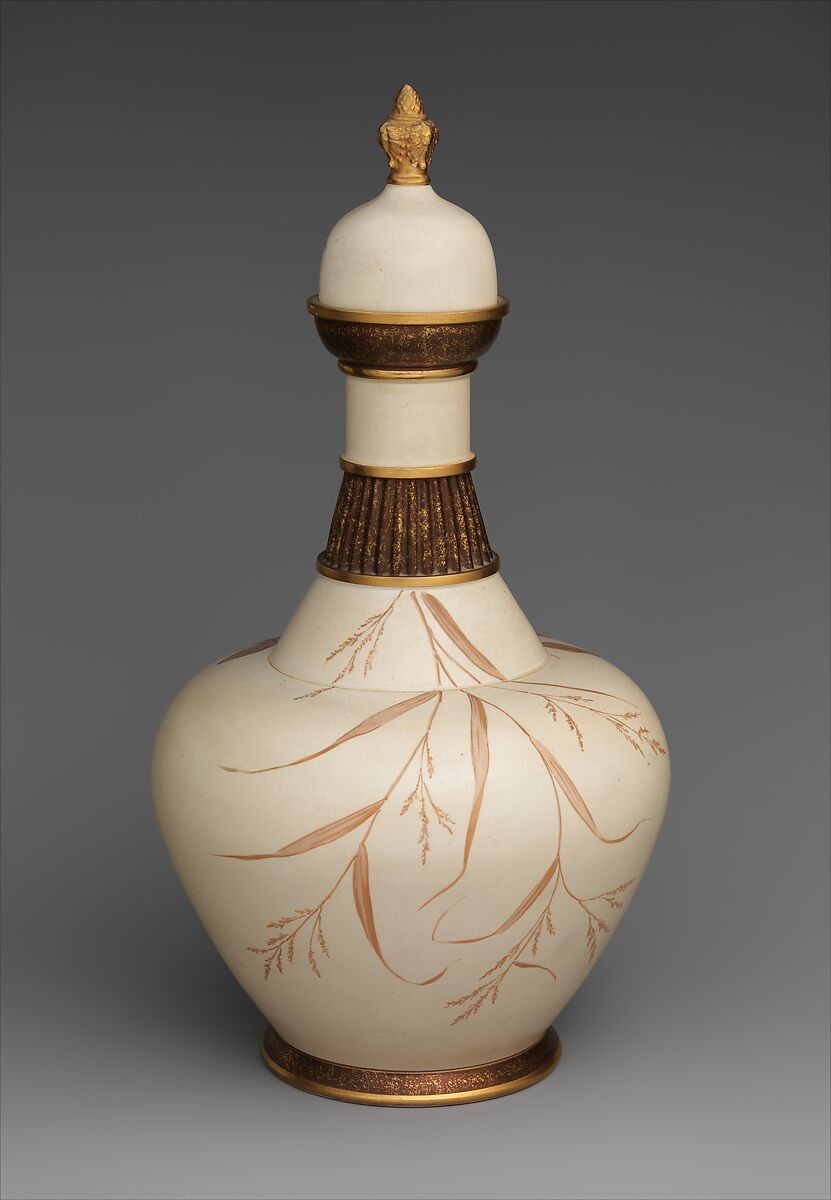 Covered Vase, Faience Manufacturing Company (American, Greenpoint, New York, 1881–1892), Earthenware, American