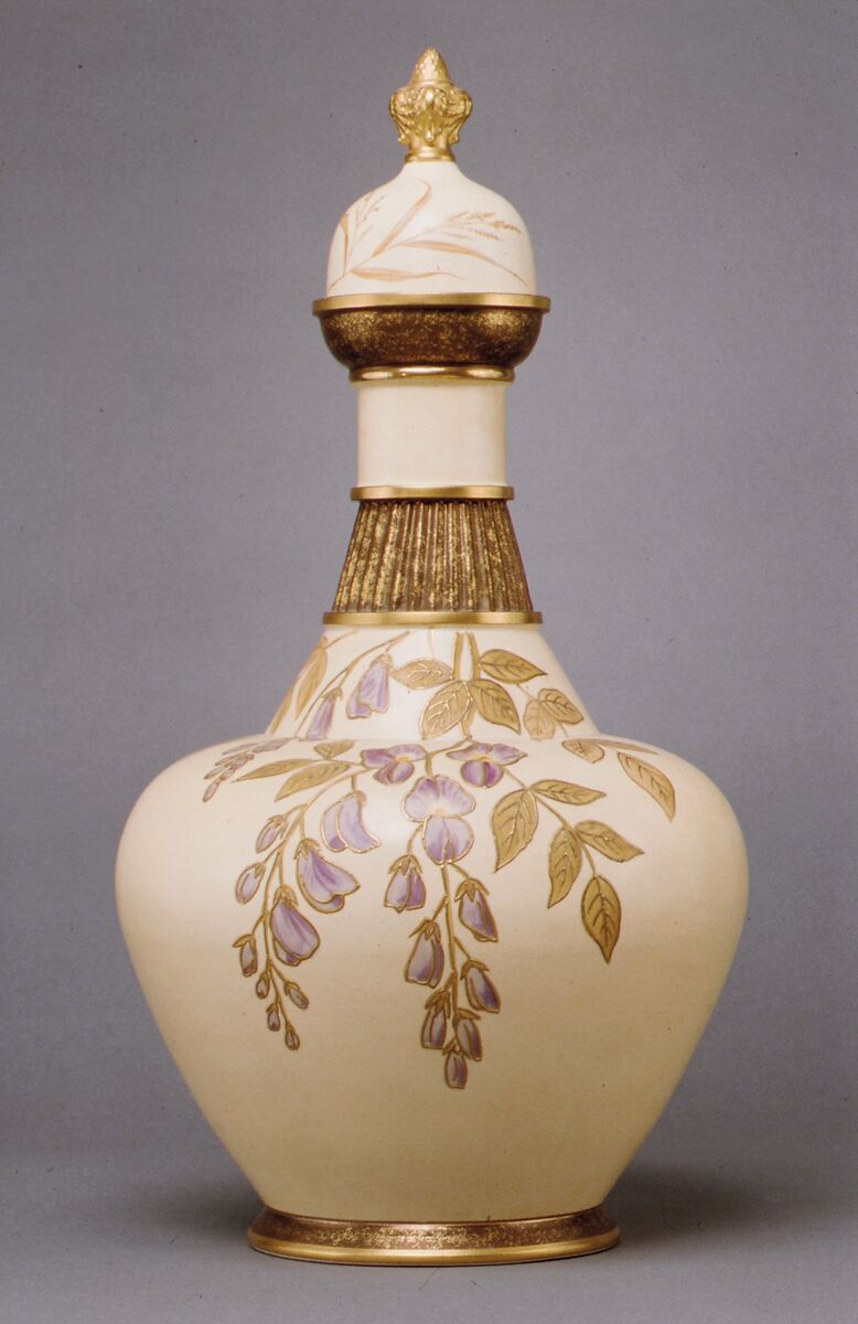 Covered Vase, Faience Manufacturing Company (American, Greenpoint, New York, 1881–1892), Earthenware, American