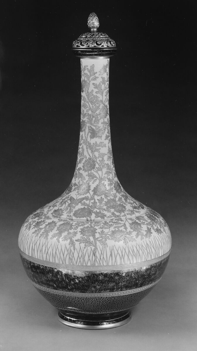 Covered Vase, Probably designed by Edward Lycett (1833–1910), Glazed and gilded earthenware, American