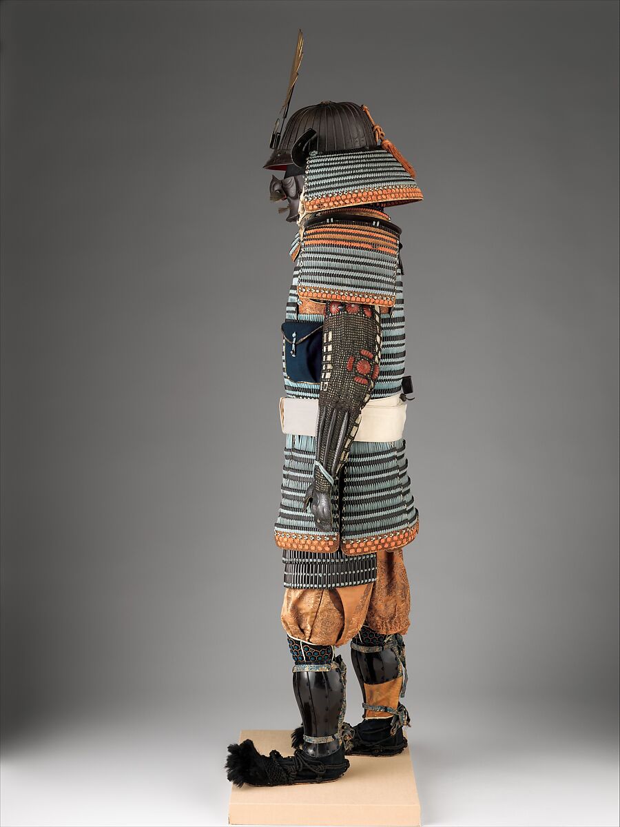 Armor (Gusoku), Iron, lacquer, silk, textile, copper, silver, leather, bear fur, Japanese