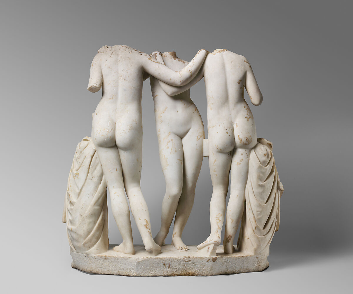 Marble Statue Group of the Three Graces, Marble, Roman