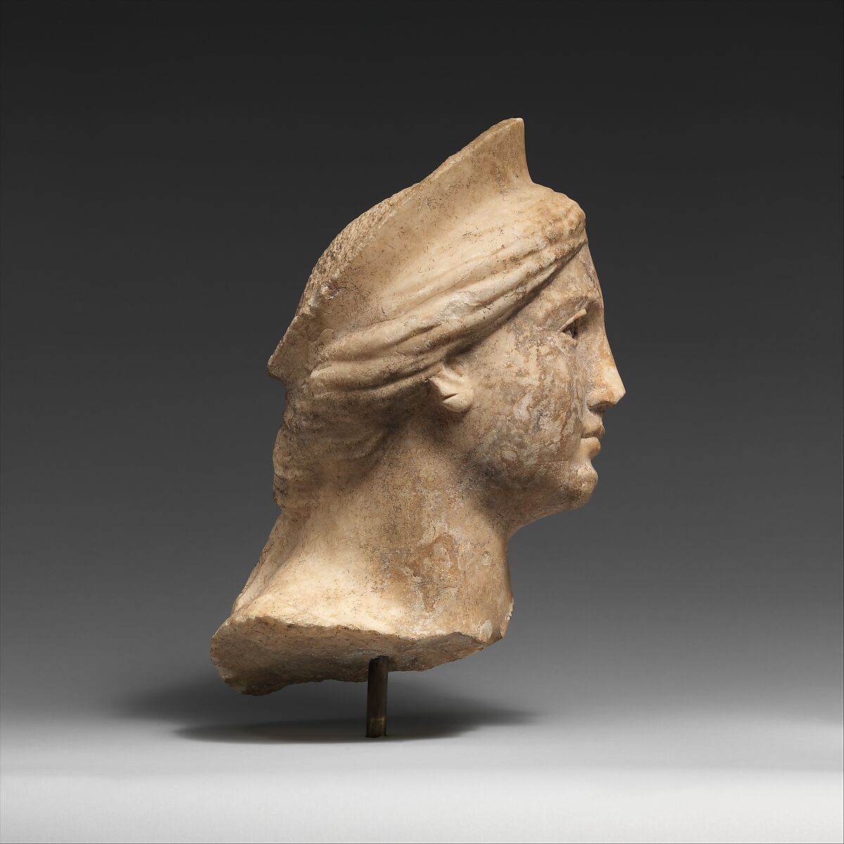 Marble head of a goddess, Marble, Greek