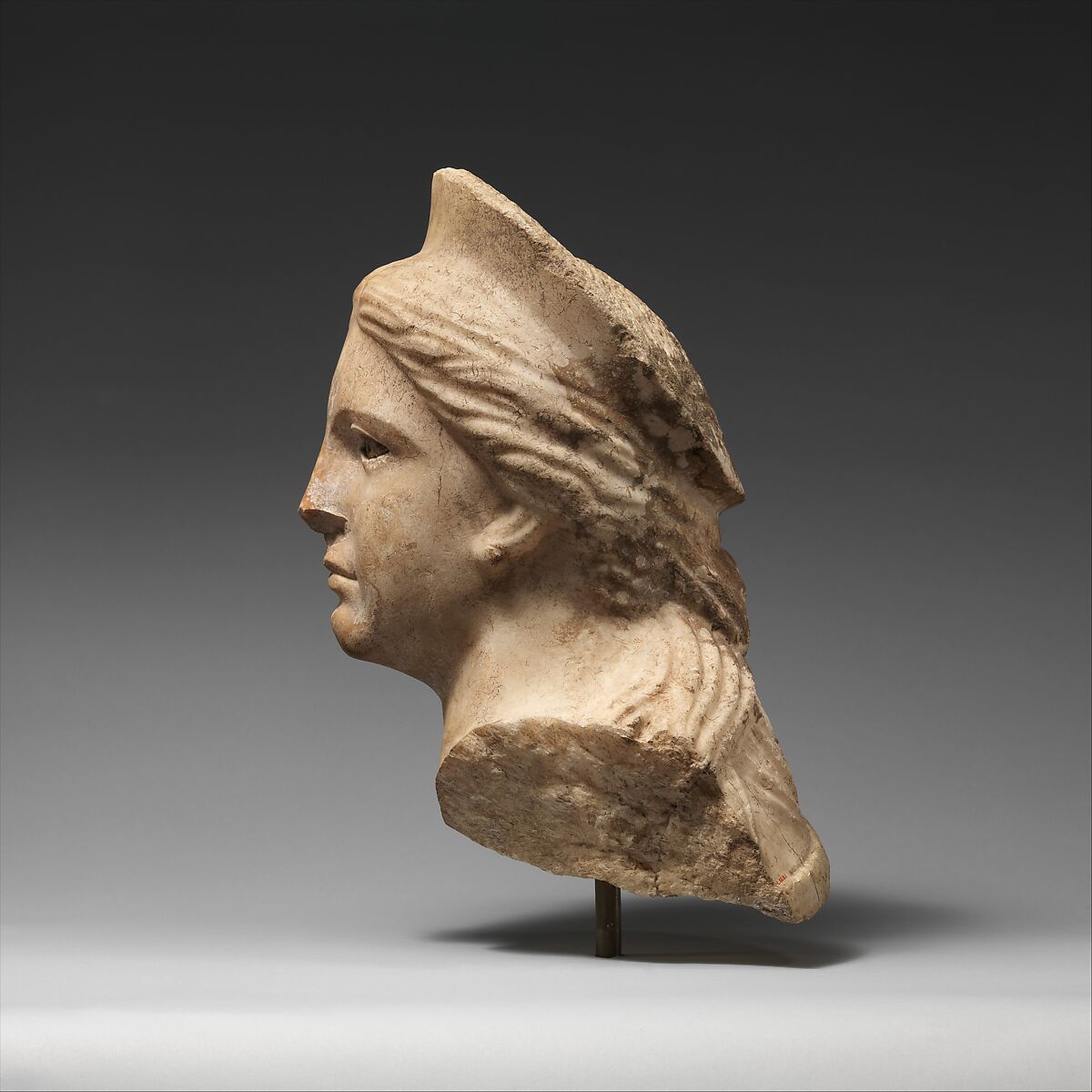 Marble head of a goddess, Marble, Greek