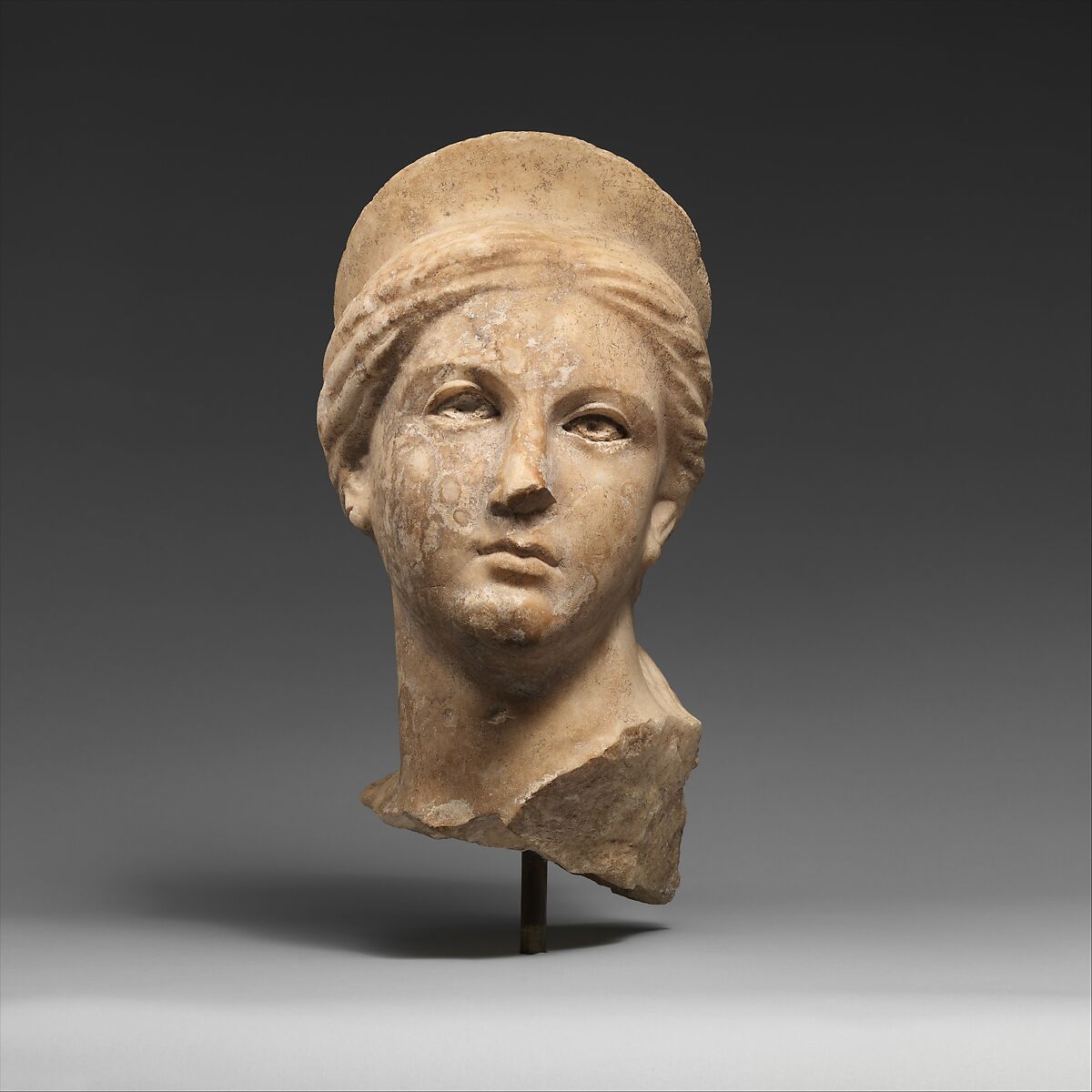 Marble head of a goddess, Marble, Greek 