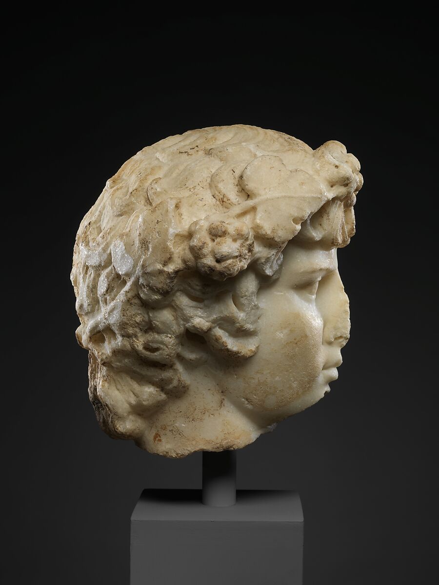 Marble portrait head of Antinoos, Marble, Roman