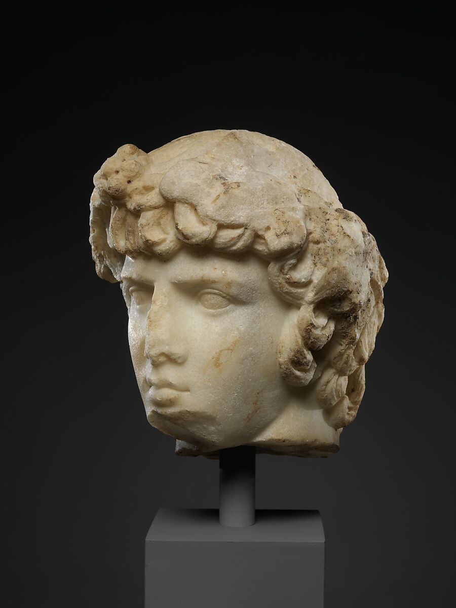 Marble portrait head of Antinoos, Marble, Roman