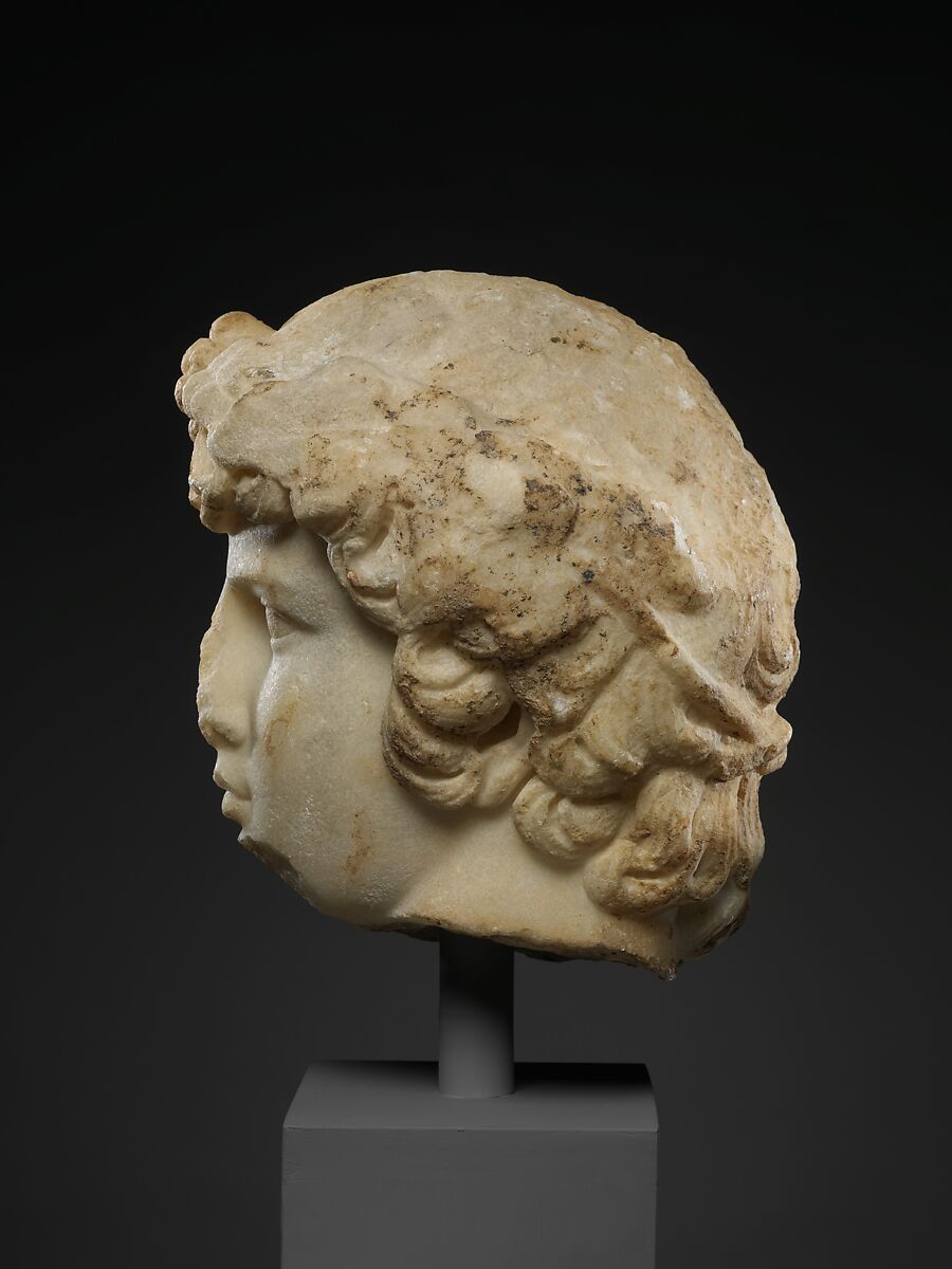 Marble portrait head of Antinoos, Marble, Roman