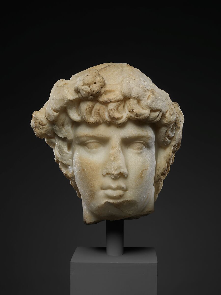 Marble portrait head of Antinoos, Marble, Roman 