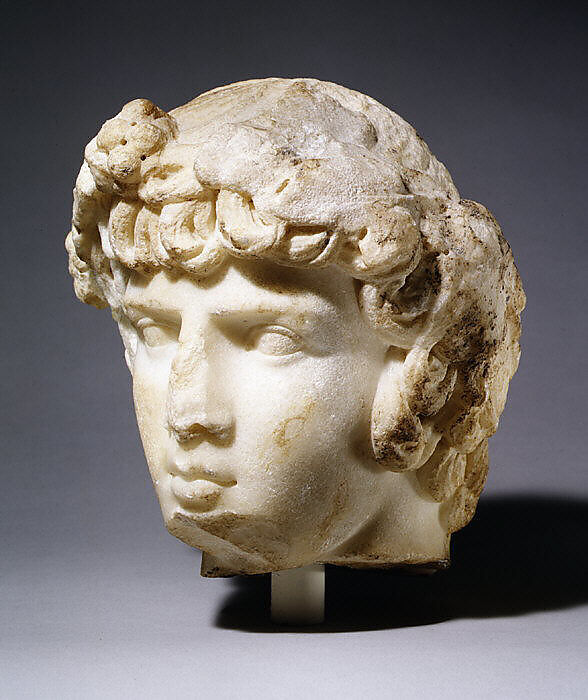 Marble portrait head of Antinoos, Marble, Roman