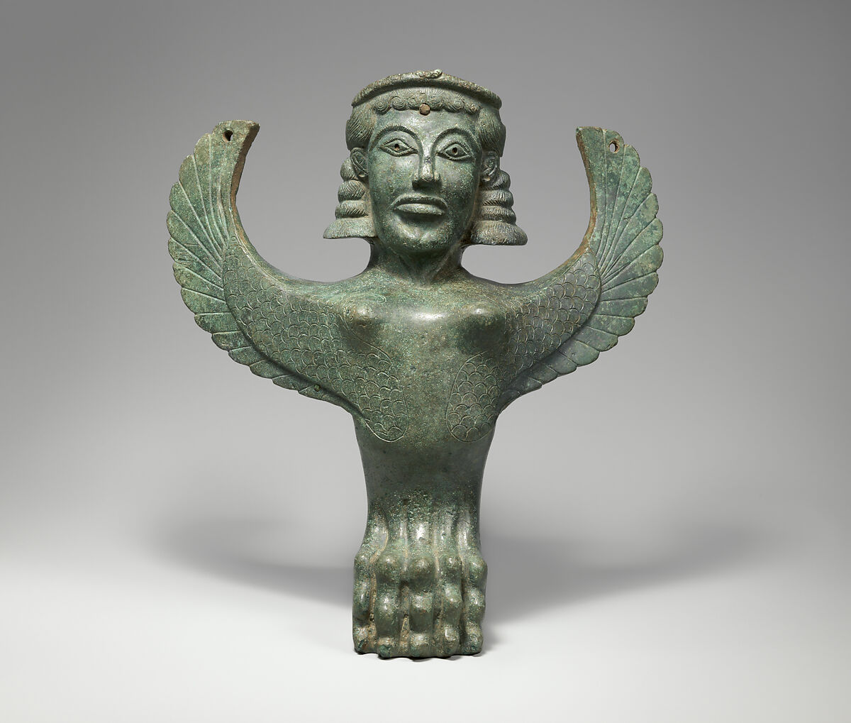 Bronze foot in the form of a sphinx, Bronze, Greek 