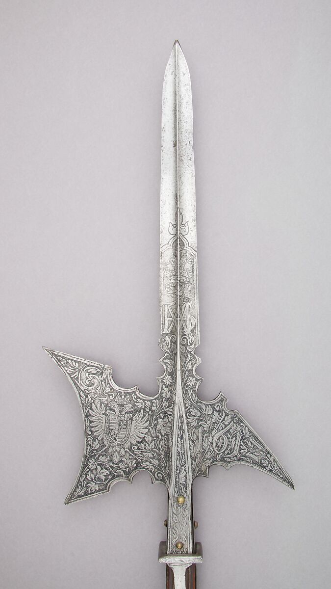 Halberd, Steel, wood, brass, Austrian 