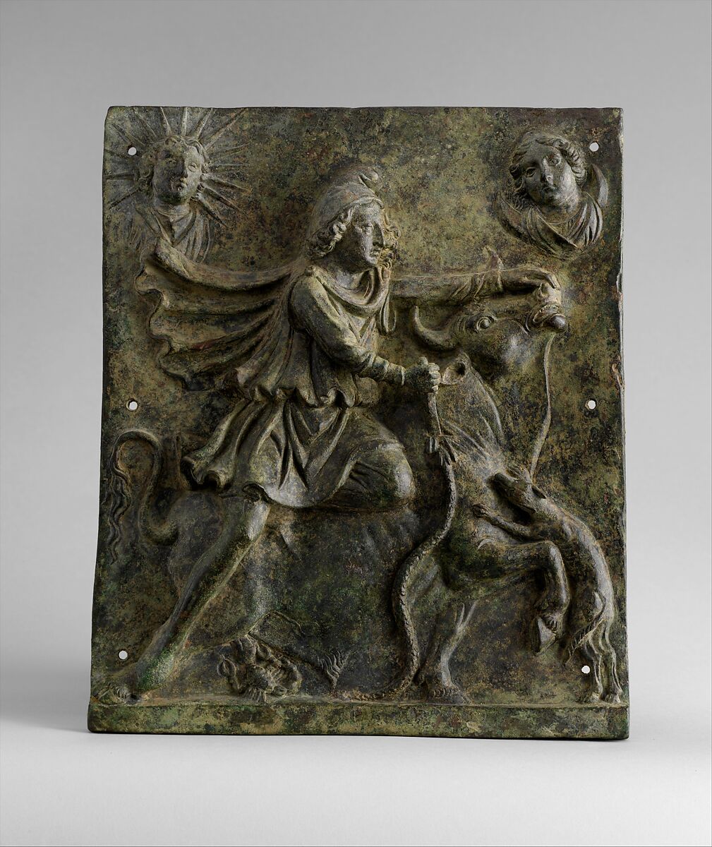 Bronze plaque of Mithras slaying the bull, Bronze, Roman