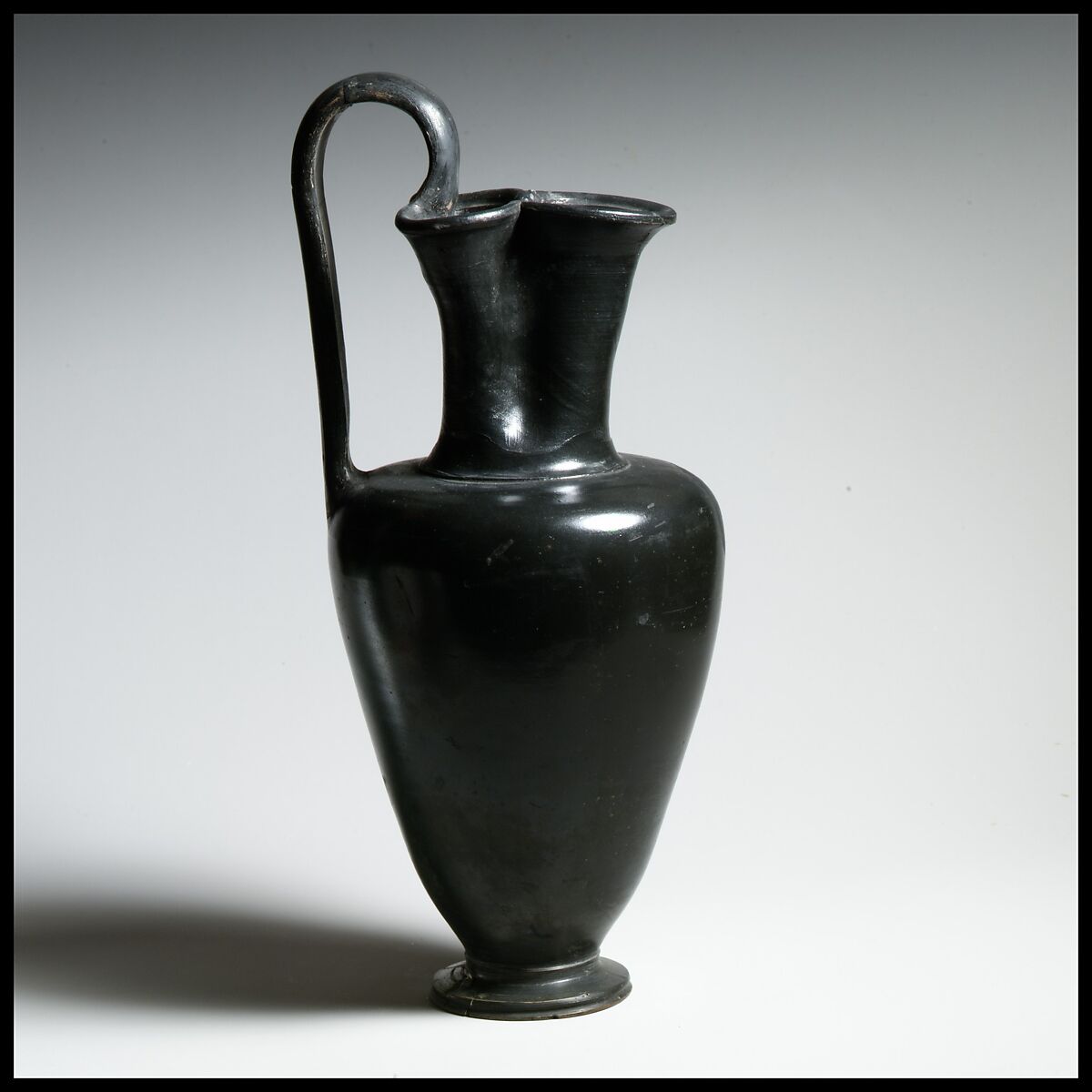 Terracotta oinochoe (jug), Terracotta, Greek, South Italian, Campanian 