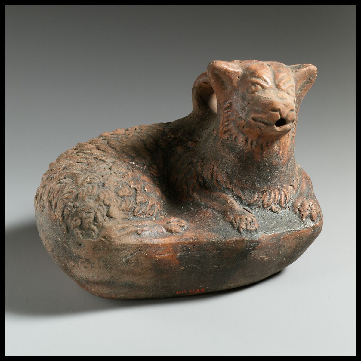 Terracotta askos in the form of a dog, Terracotta, Greek 