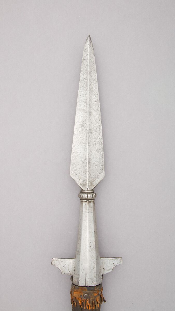 Boar Spear, Steel, wood, leather, possibly French 