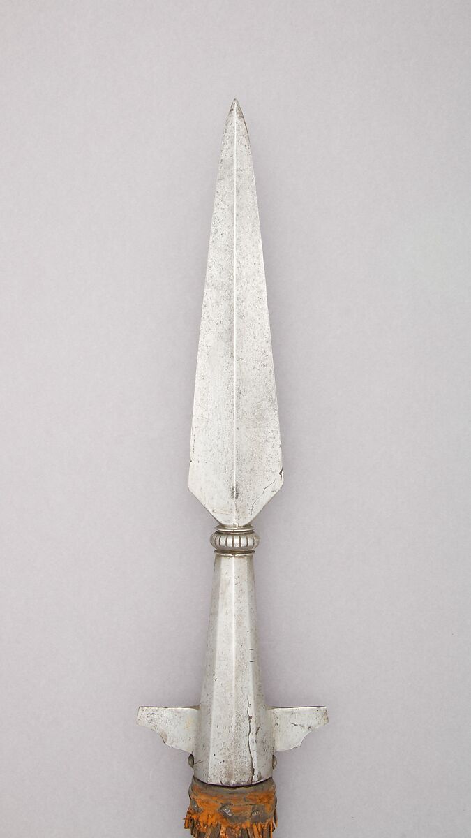 Boar Spear, Steel, wood, leather, possibly French