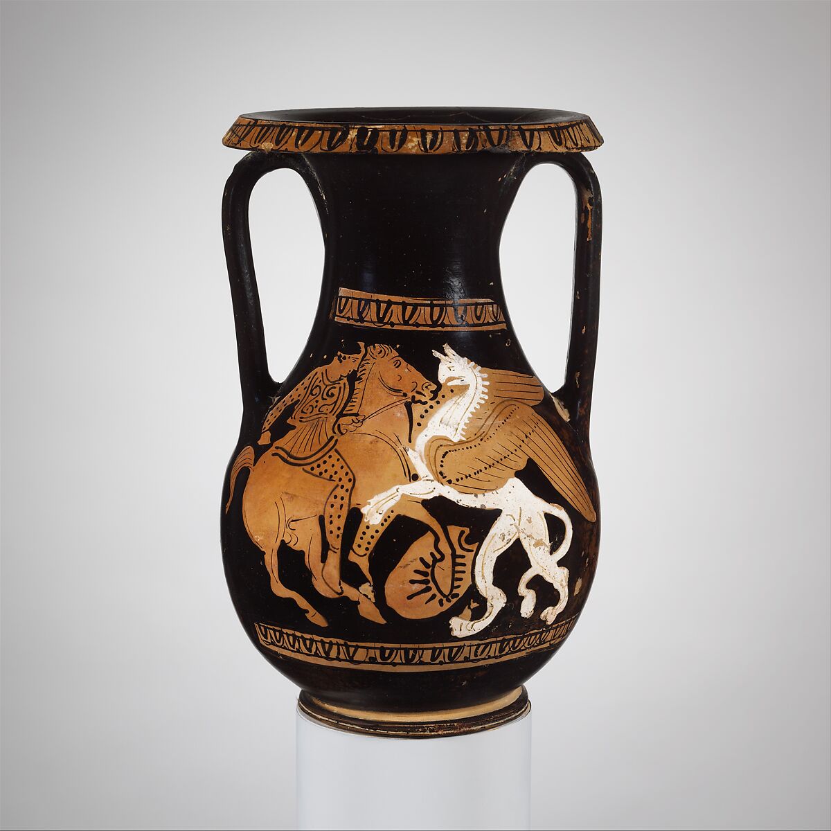 Terracotta pelike (jar), Attributed to Group G, Terracotta, Greek, Attic 