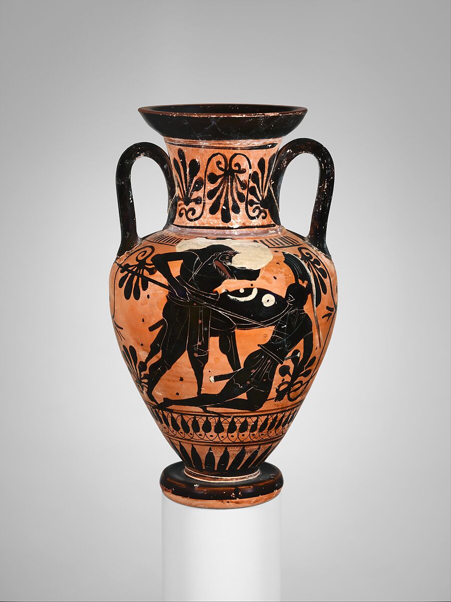 Neck-amphora, Attributed to the manner of the Red-Line Painter, Terracotta, Greek, Attic