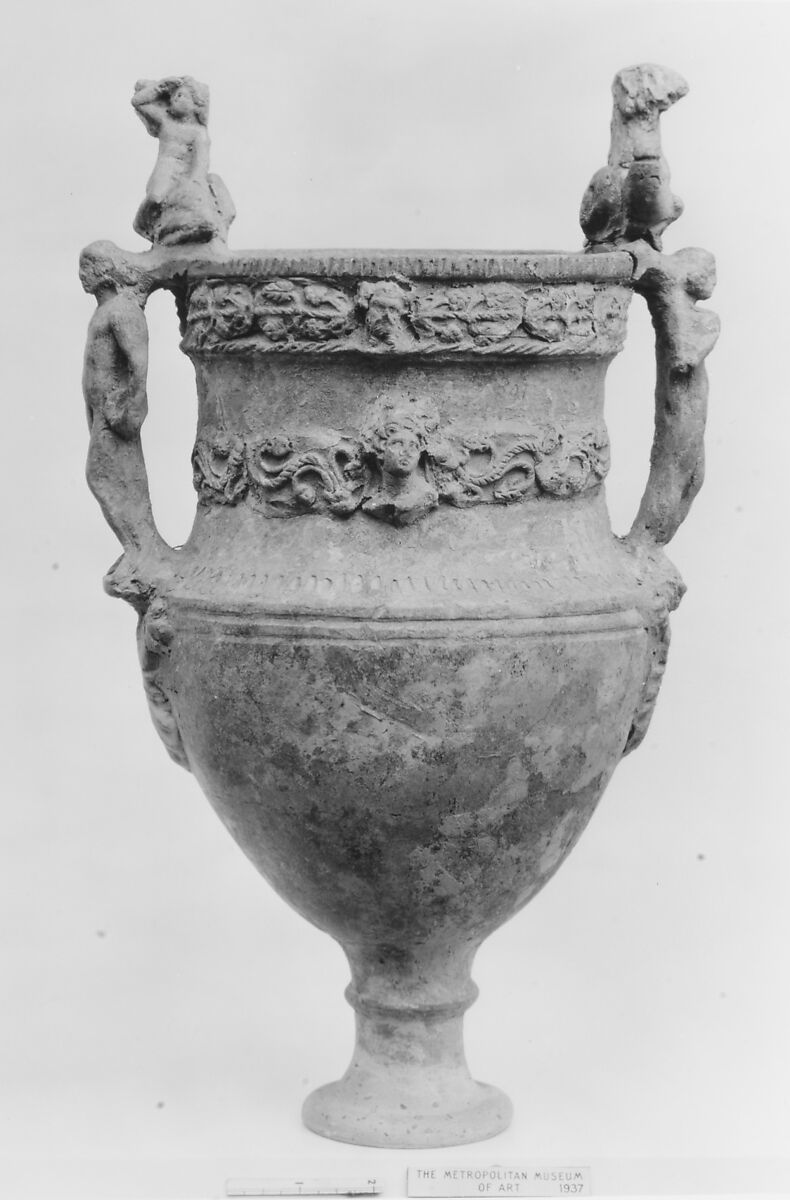 Terracotta volute-krater (bowl for mixing wine and water), Attributed to the Bolsena Group, Terracotta, Etruscan