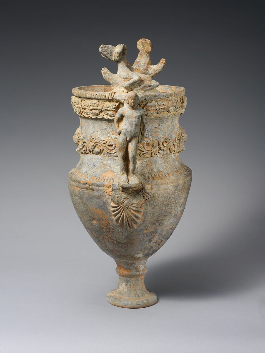 Terracotta volute-krater (bowl for mixing wine and water), Attributed to the Bolsena Group, Terracotta, Etruscan
