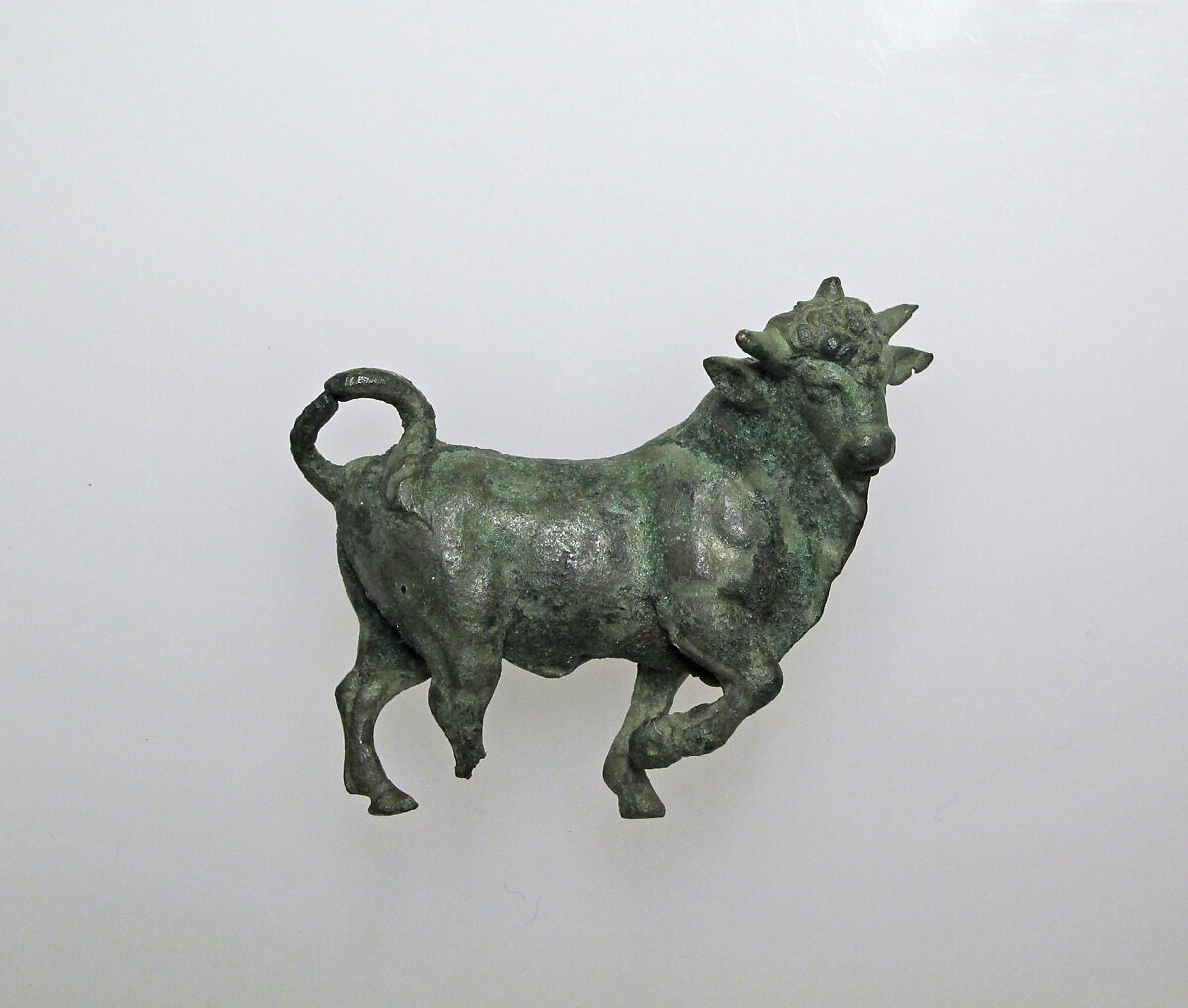 Bronze statuette of a bull, Bronze, Roman 