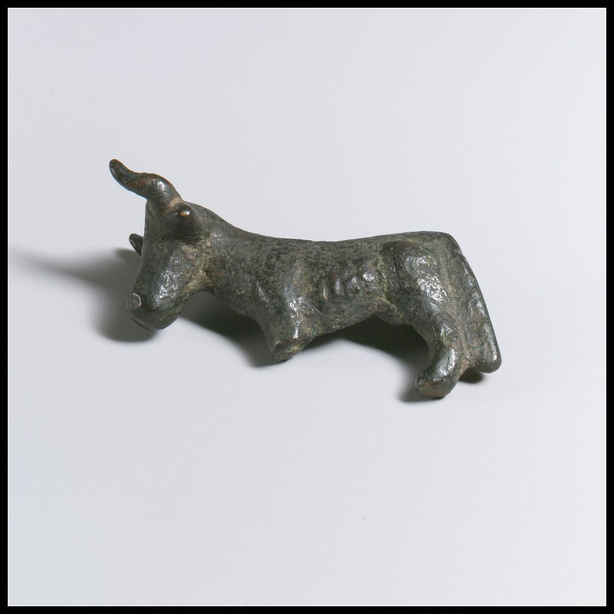 Bronze statuette of bull, Bronze, Roman