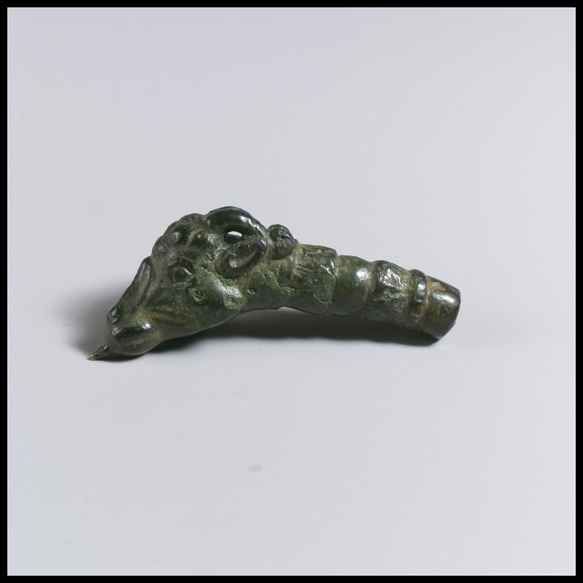 Pin with head of a goat, Bronze, Roman 