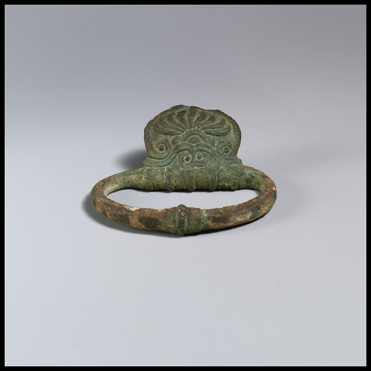 Handle of a bowl, Bronze, Roman 