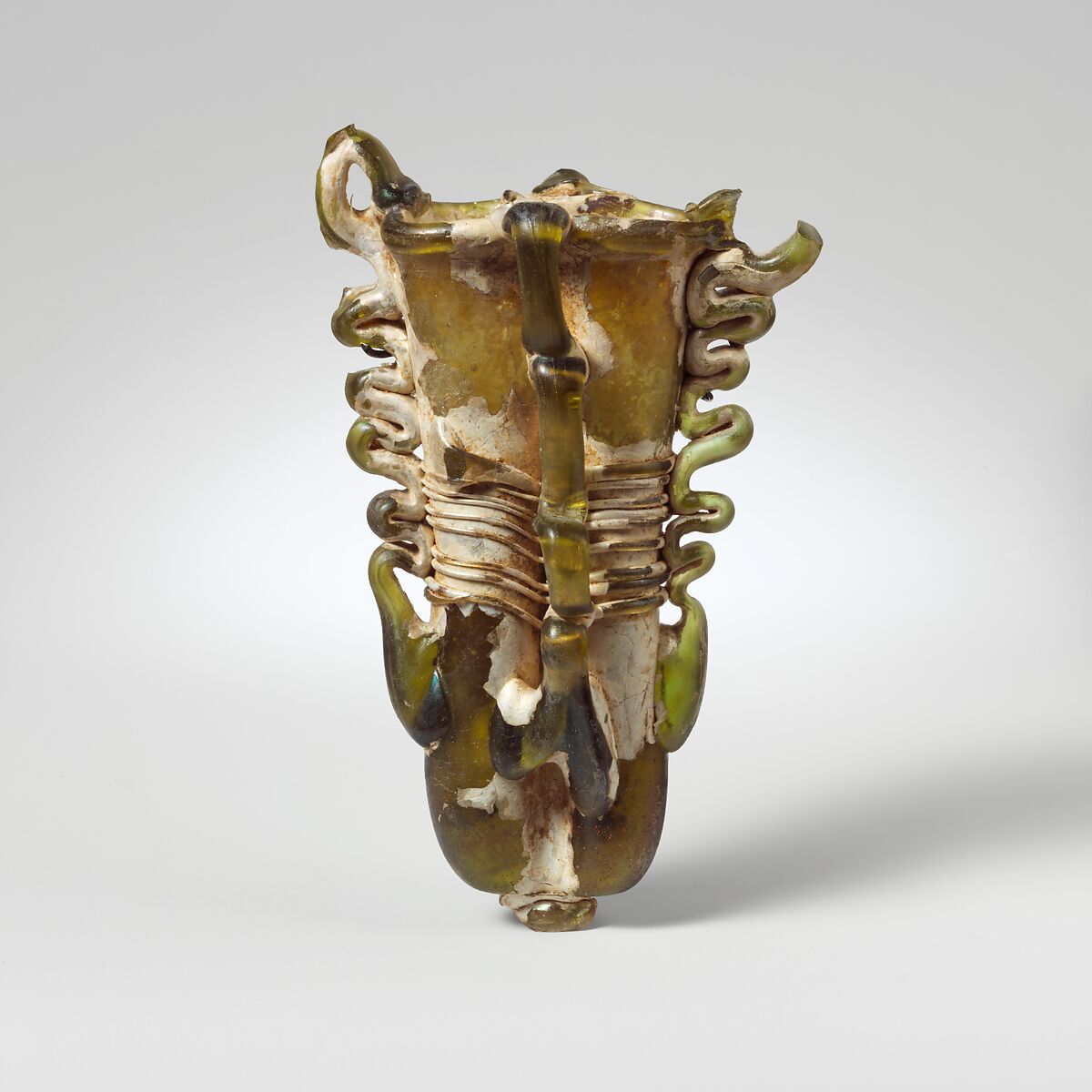 Glass double cosmetic flask (kohl tube), Glass, Roman, Syrian 