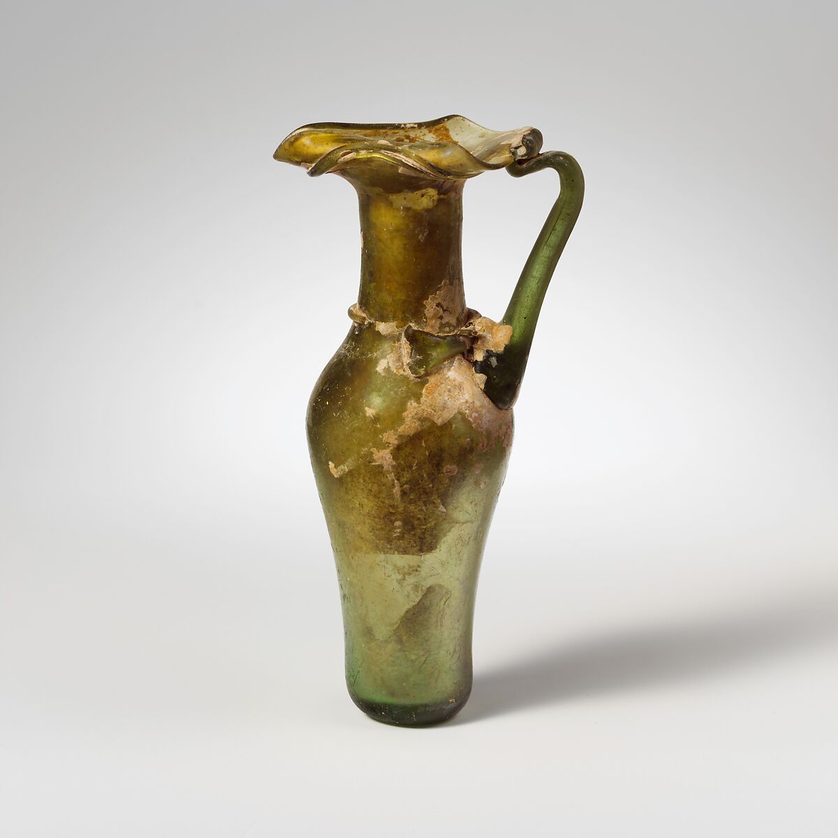 Glass jug with trefoil rim, Glass, Roman 