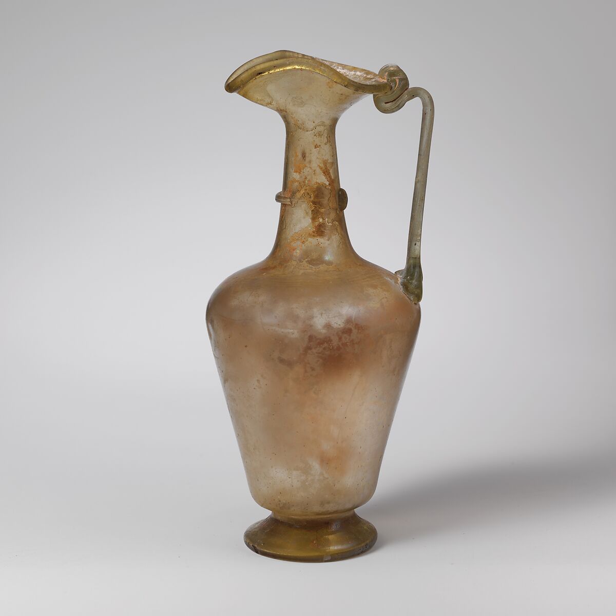 Glass jug with trefoil rim, Glass, Roman 