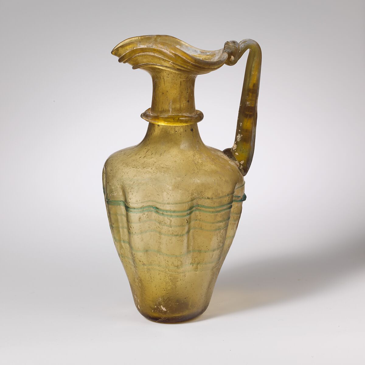 Glass jug with trefoil rim, Glass, Roman 