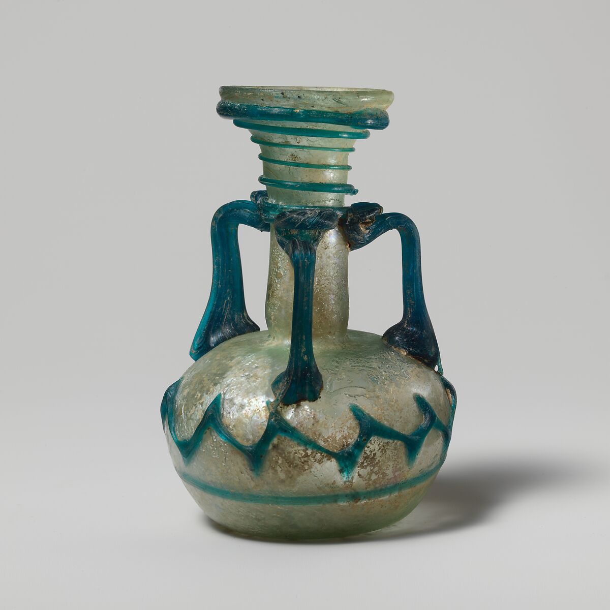 Glass bottle with handles, Glass, Roman 