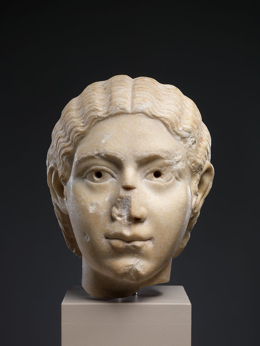 Marble portrait bust of a woman, Roman, Severan