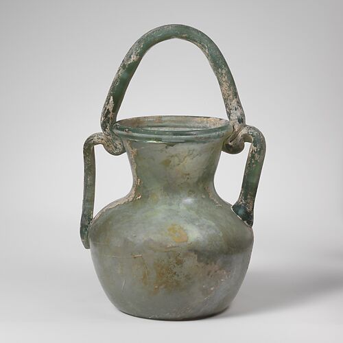 Glass jar with basket handle